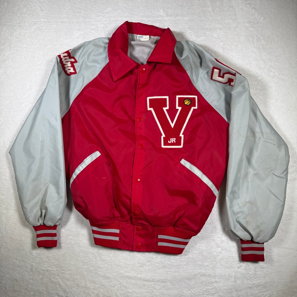 Vintage Howe Varsity Jacket Red Gray Letterman V 50 Audra USA Made Size L